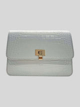 Personalise Venice Croc Effect Leather Bag White - Contento London