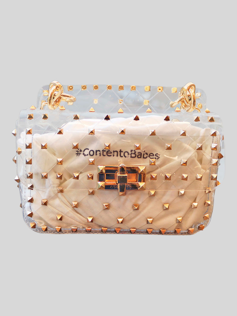 Personalise Stud Transparent PVC Bag - Contento London