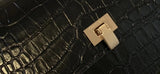 Personalise Venice Croc Effect Leather Bag Black - Contento London