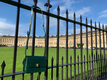 Sample Sale Venice Croc Effect Leather Bag Green - Contento London